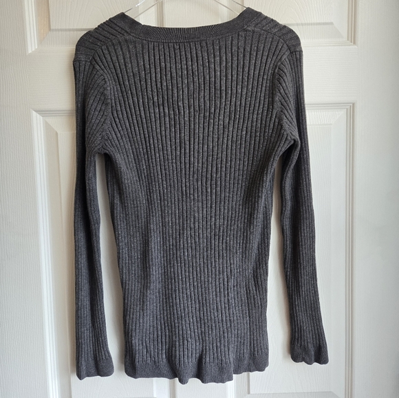 Lands' End Gray Ribbed Cardigan - Picture 2 of 5